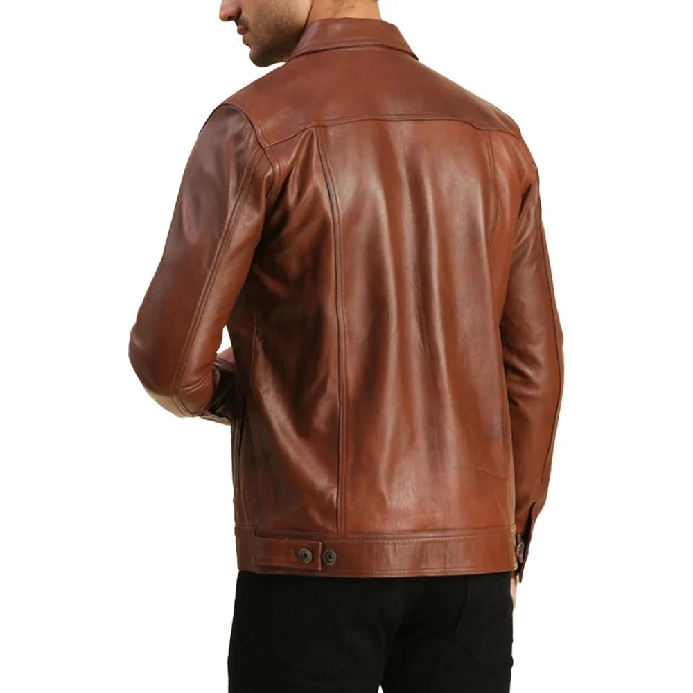 Stoere Bruine Leren Motorjas voor Mannen Echt Leer Perfecte Pasvorm Klassiek Model.
