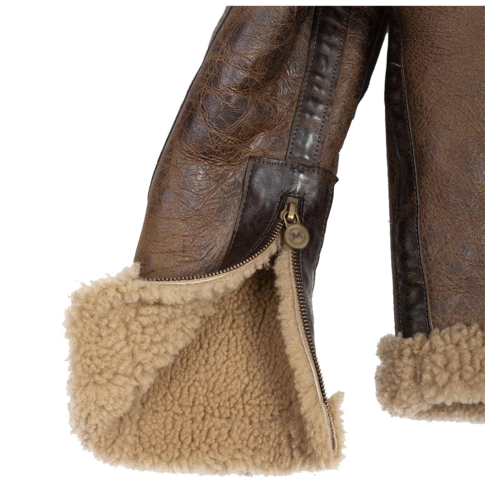 Arnie's Winter Vuurwerk: Stoere Leren Shearling Jas voor Mannen, Klaar voor de Kou!